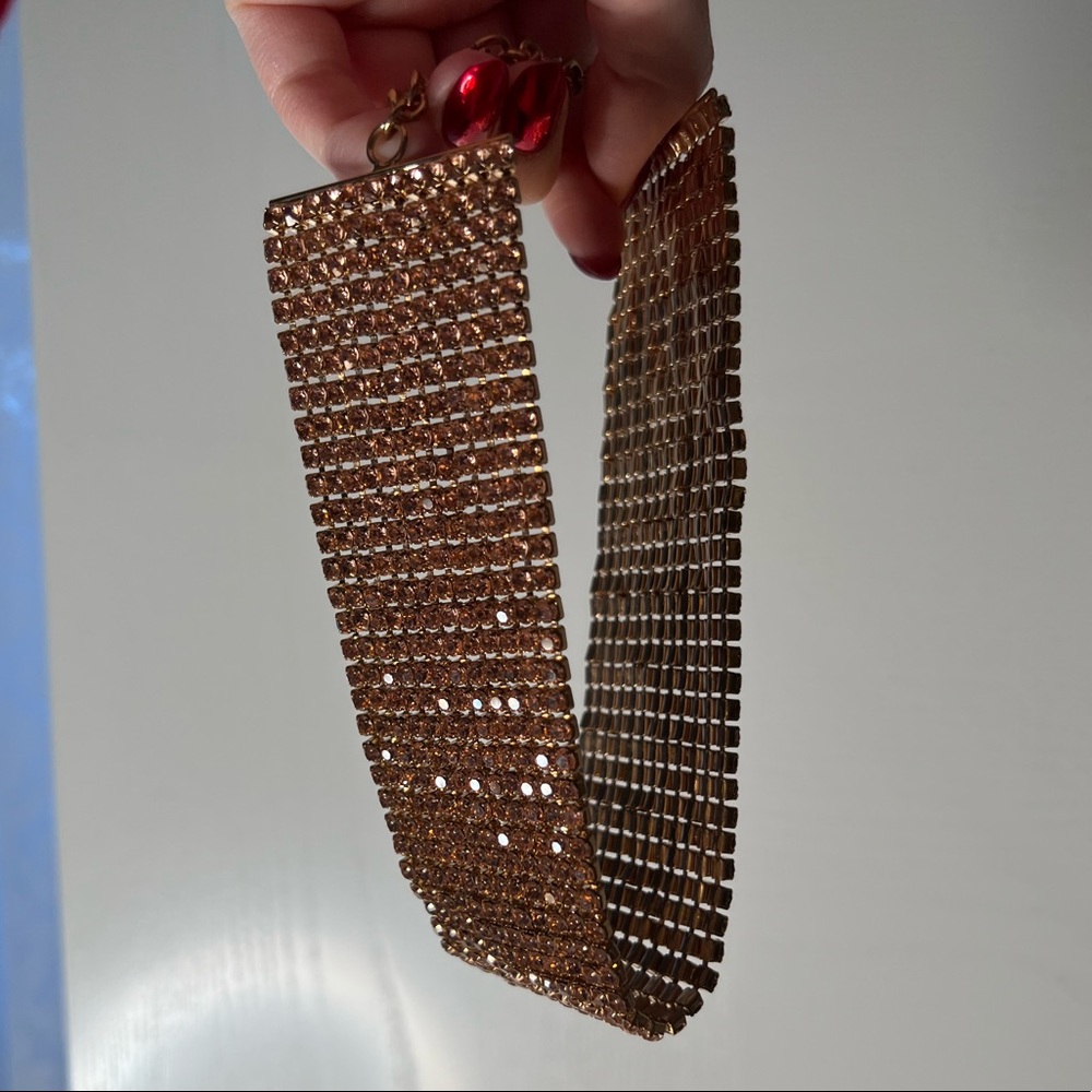Golden rhinestone choker necklace